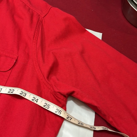 Roaman’s RED COTTON Button Up shirt COLLARED LONG cotton JACKET flap pockets 1XL - Picture 5 of 10